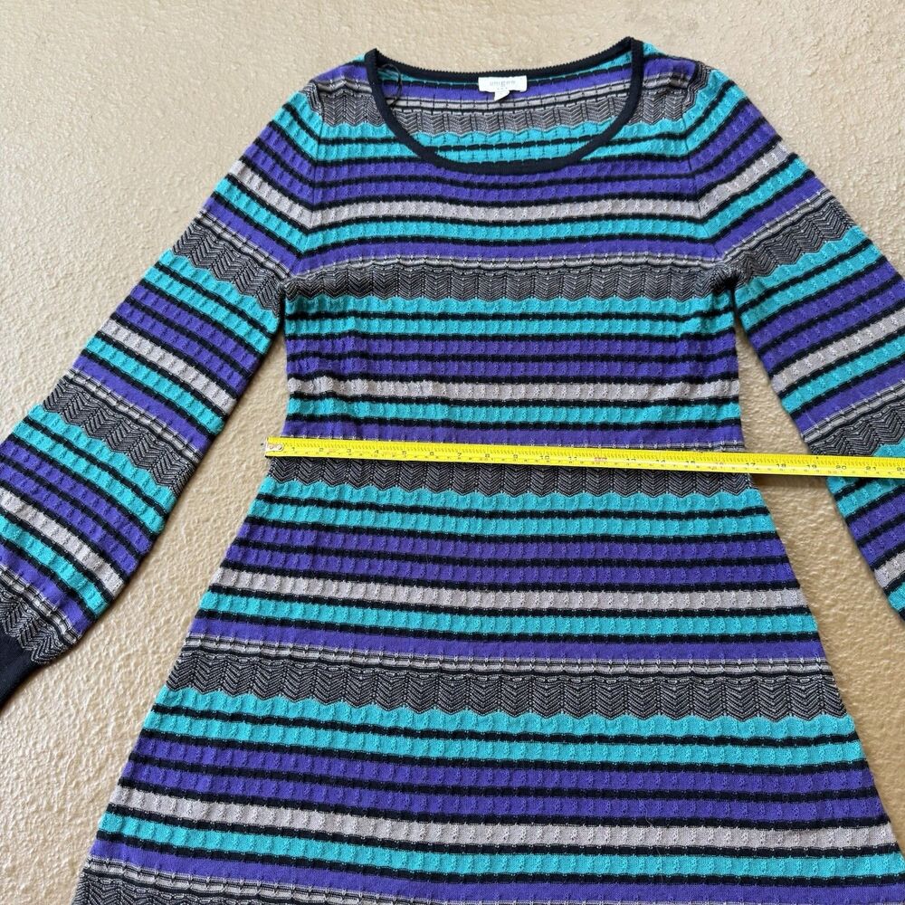 Umgee Knit Dress Tunic Sweater Sz L Multicolor Stripes Long Sleeves Hippie Boho - Picture 3 of 7